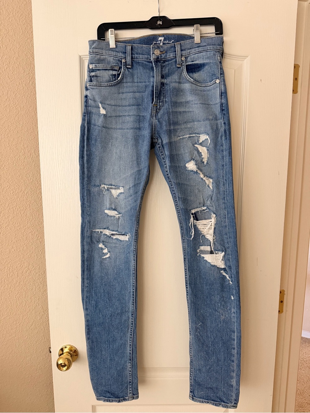 7 For All Mankind High-Rise Slim Jeans in Light Blue Wash